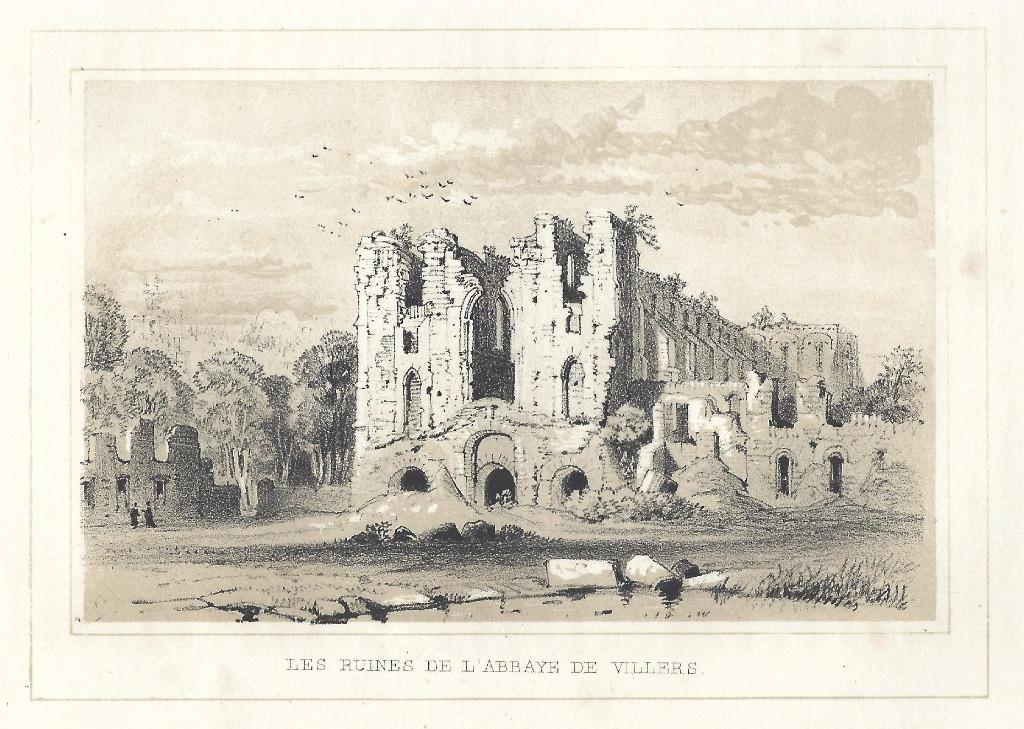 1844 - l'Abbaye de viller-la-ville / deuxième gravure, Antiquités & Art, Art | Eaux-fortes & Gravures, Envoi