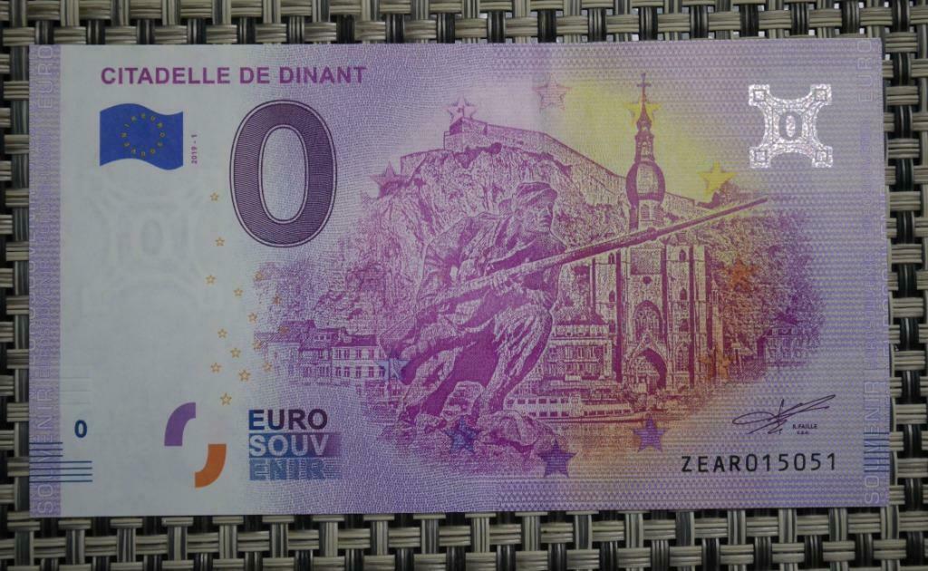 Bankbiljet 0 euro België 2019 UNC Citadel van Dinant, Ophalen of Verzenden, België, Setje