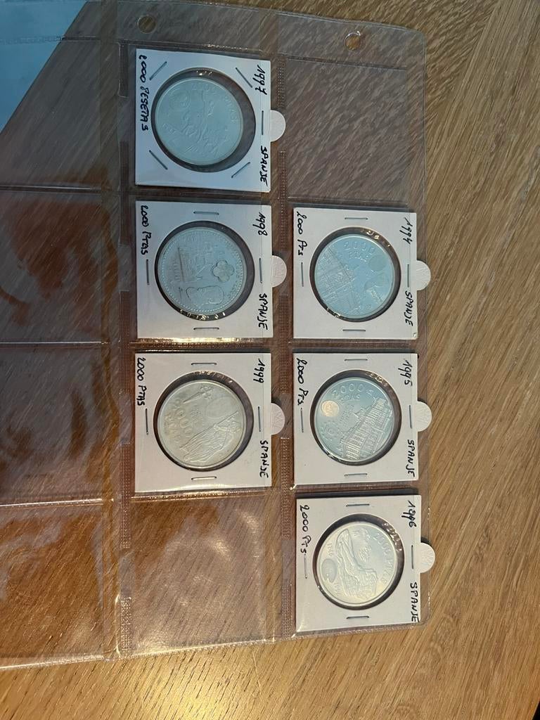 Spanje 2000 peseta herdenkingsmunten zilver, Ophalen of Verzenden, Zilver