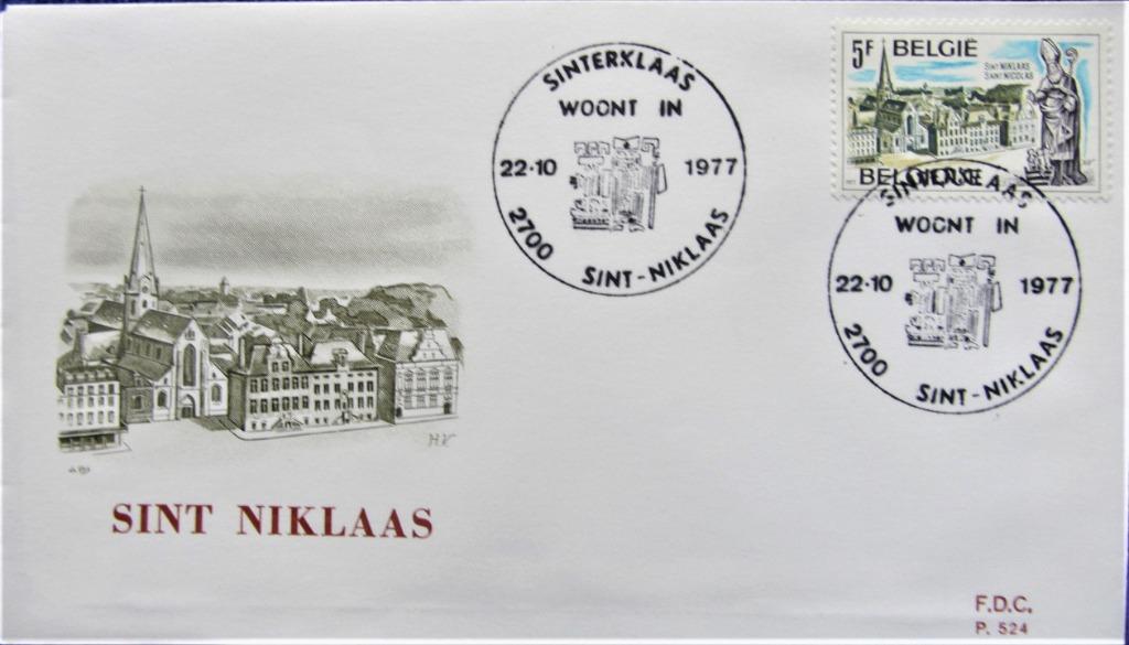 FDC TOERISME- SINT-NIKLAAS, Postzegels en Munten, Ophalen of Verzenden, Gestempeld, Plaats of Gebouw