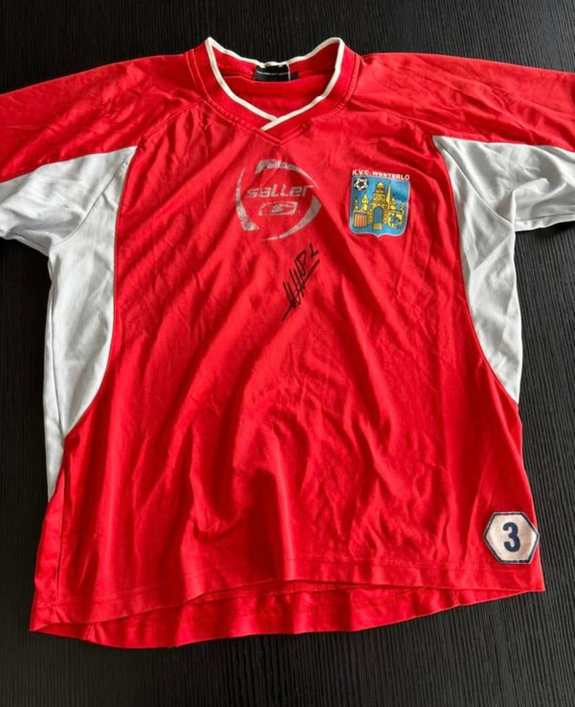 Signed trainingshirt KVC Westerlo - Wim Mennes, Enlèvement ou Envoi, Comme neuf