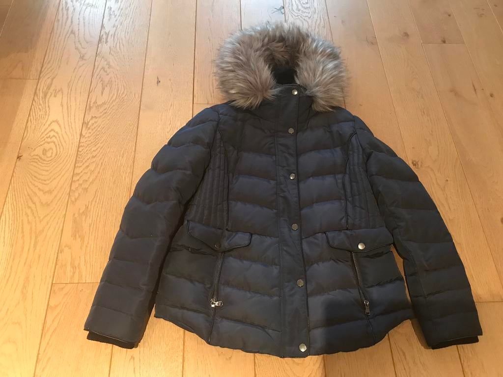 Donsjas maat 42, Kleding | Dames, Jassen | Winter, Zo goed als nieuw, Maat 46/48 (XL) of groter, Blauw, Ophalen of Verzenden