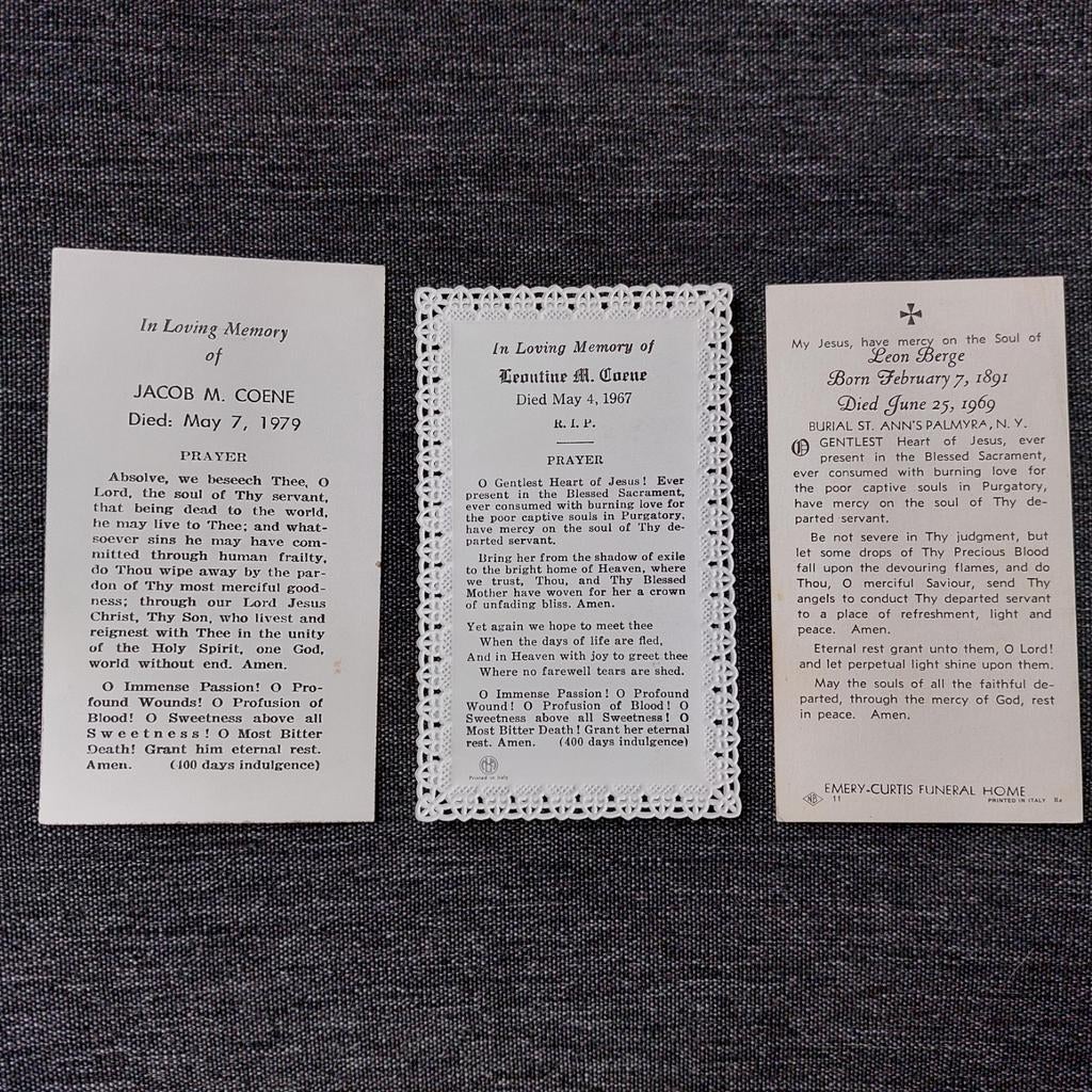 3 bidprentjes : Vlamingen overleden  in de VS., Collections, Images pieuses & Faire-part, Enlèvement ou Envoi