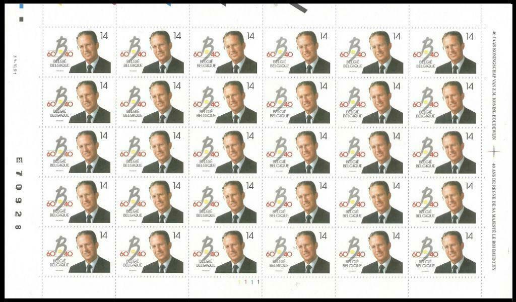 Feuille de timbres 2415 S.M Le Roi Baudouin - Fêtes Royales, Enlèvement ou Envoi, Timbre-poste, Neuf