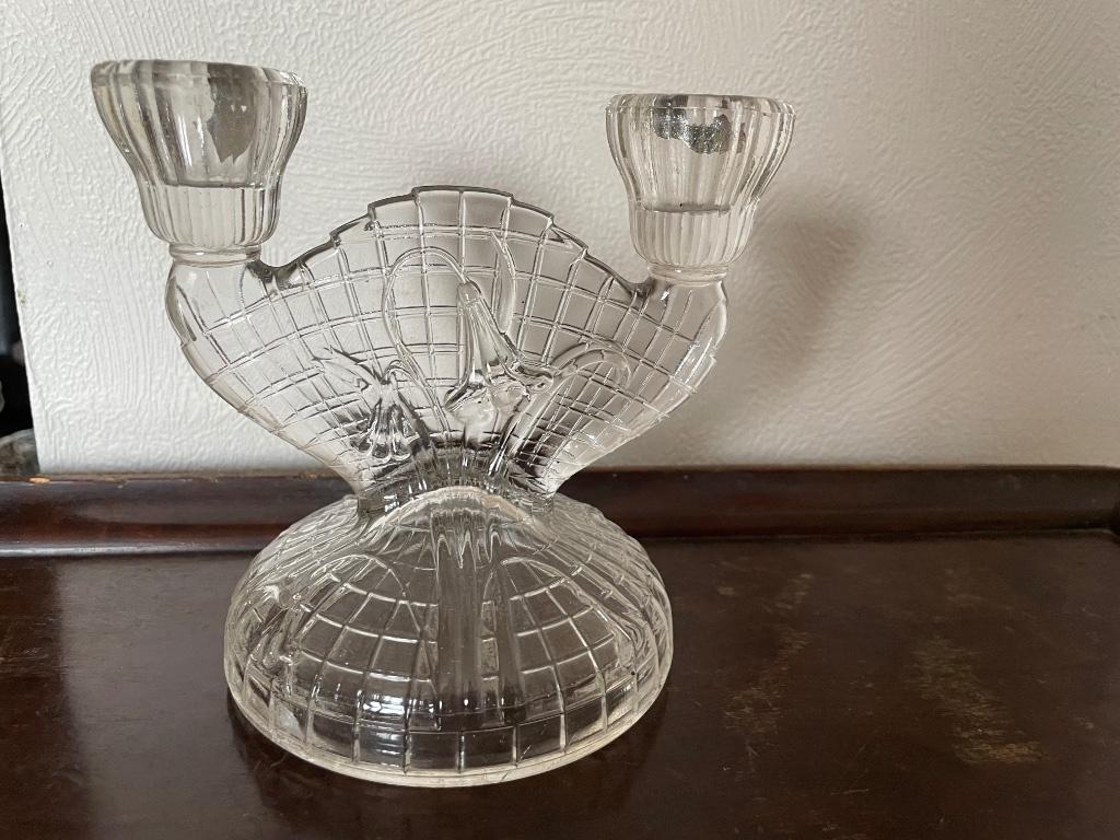 Geperst glas art deco kandelaar, Antiek en Kunst, Ophalen of Verzenden