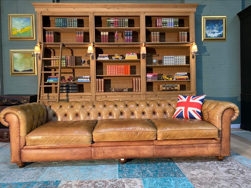 XXL Chesterfield zetel cognac GRATIS GELEVERD, Ophalen of Verzenden, Leer