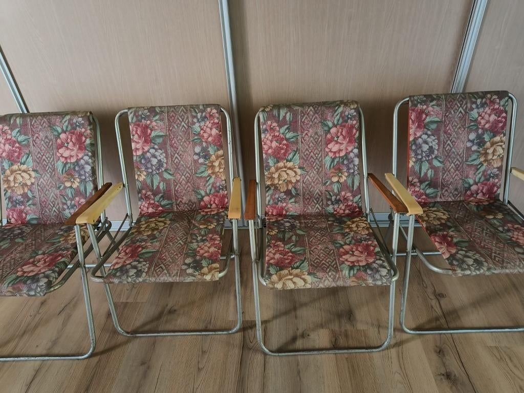 2 kampeerstoelen vintage plooibaar, Tuin en Terras, Ophalen