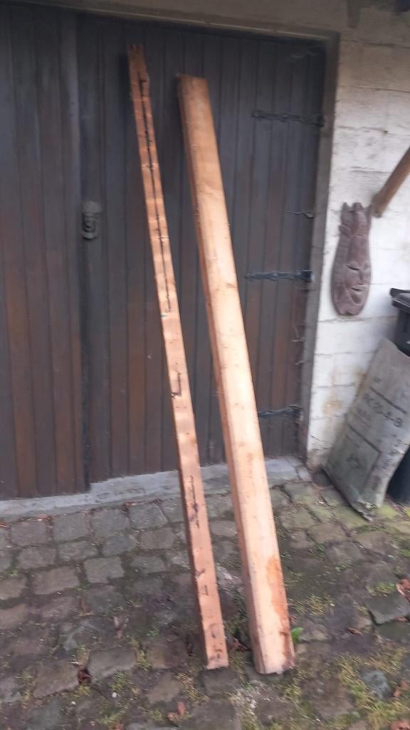 Houten balken 2.39m lang 12 cm H x 6 cm dik, Doe-het-zelf en Bouw, Hout en Planken, Ophalen, Gebruikt, Grenen, 200 tot 250 cm