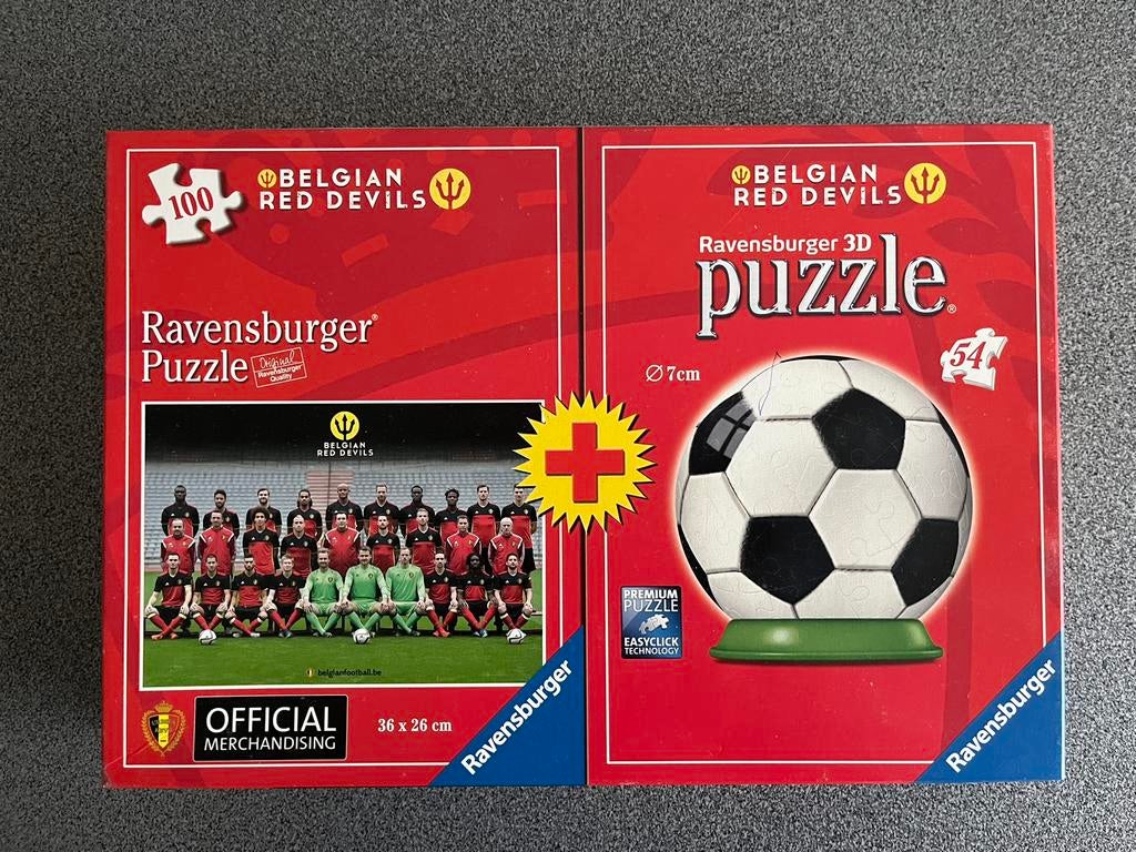 Red Devils 2018 - puzzel 100 stuks + 3D puzzelbal 54 stuks, Ophalen of Verzenden
