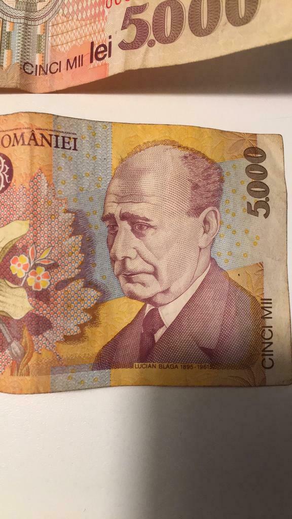 Biljet 5000 Lei. Lucian Blaga 1865-1961, Postzegels en Munten, Bankbiljetten