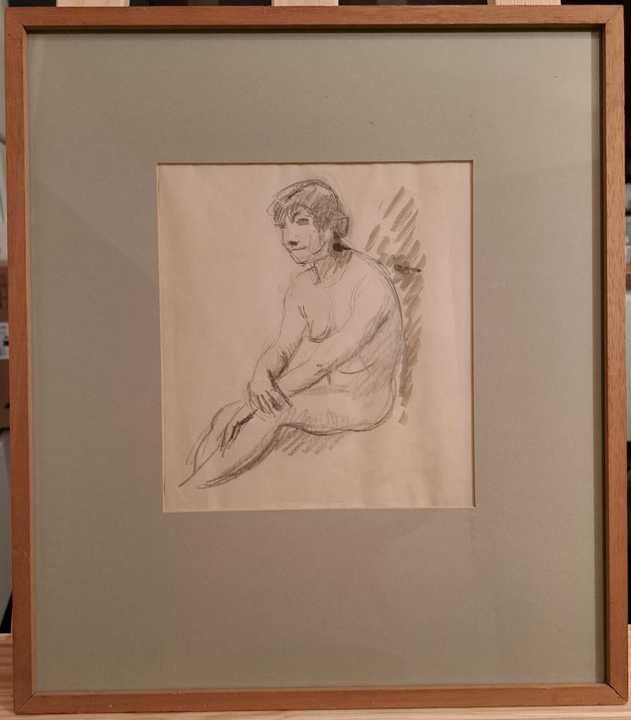 JOOSTENS Paul "Zittend naakt " potlood en lavis, Antiek en Kunst, Ophalen of Verzenden
