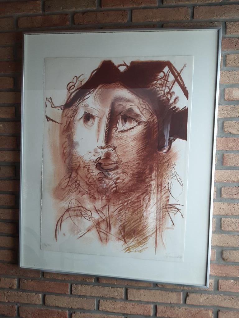 Roger SOMVILLE - Portrait d'un Arlequin (litho, getekend), Antiek en Kunst, Ophalen