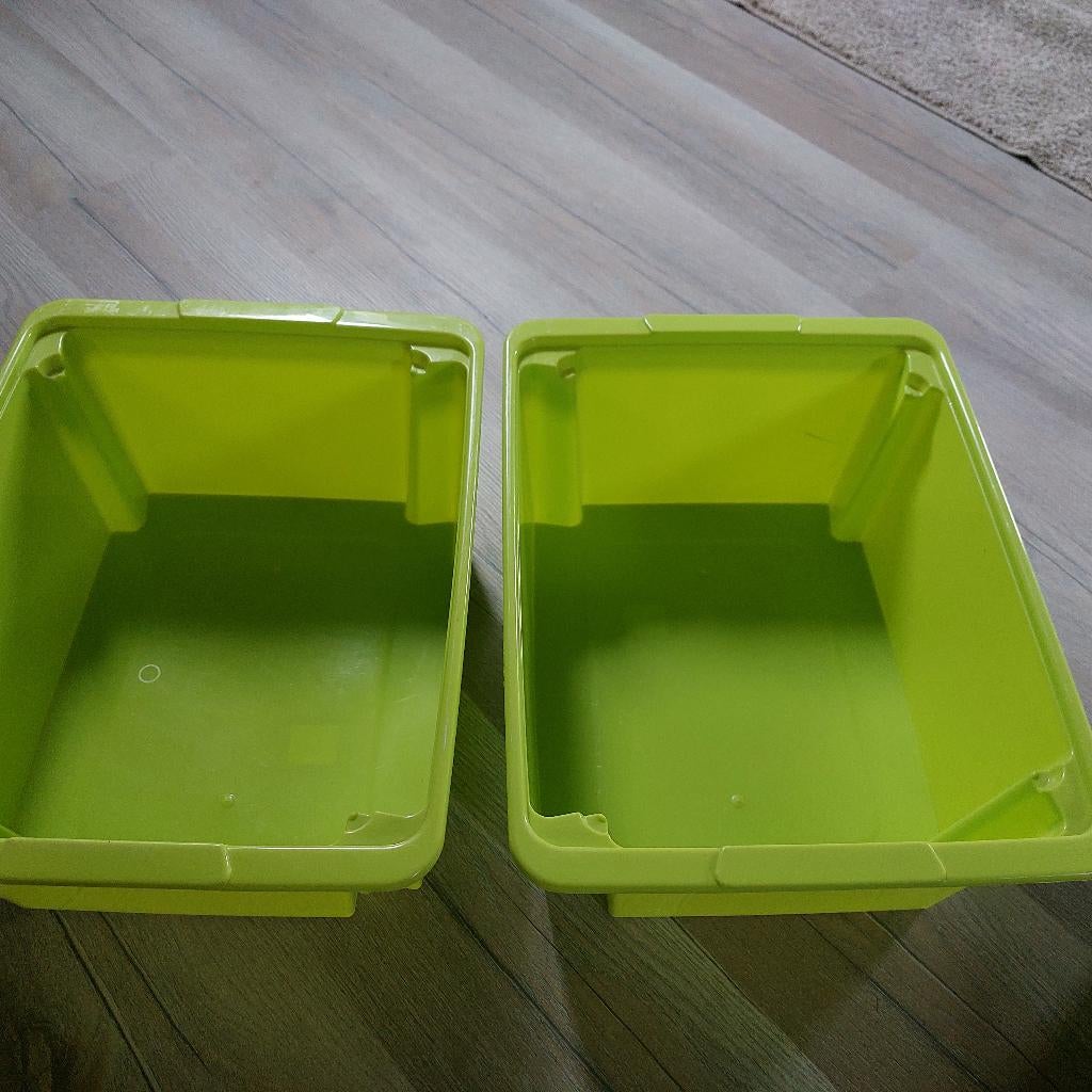 2 limoengroen plastiek opbergbakken dozen  Heidrun, Enlèvement