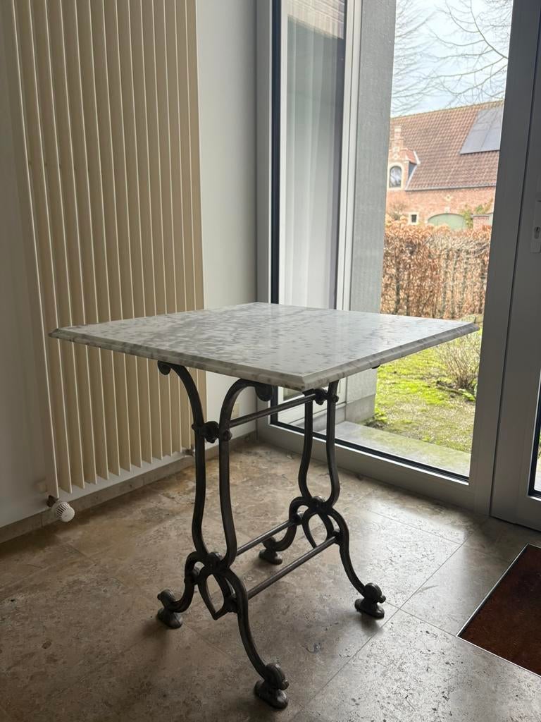 Marmeren buitentafeltje, Tuin en Terras, Tuintafels, Ophalen, Gebruikt, Vierkant, Overige materialen