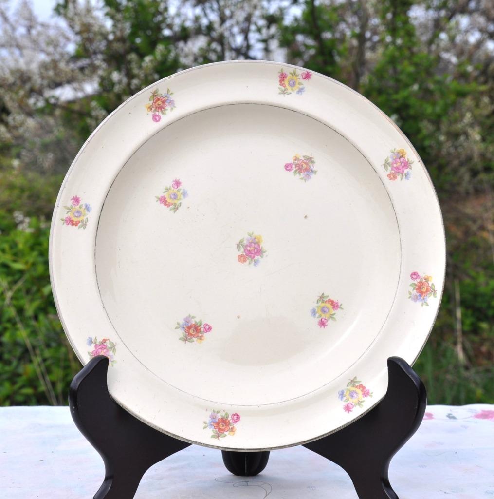 assiette plate  moulin des loups decor fleur, Ophalen of Verzenden