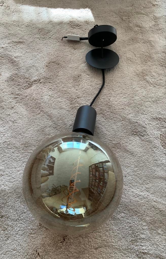 Hanglamp rond -bol in bruin glas : Lucide- D 19cm, Huis en Inrichting, Lampen | Hanglampen, Ophalen, Glas