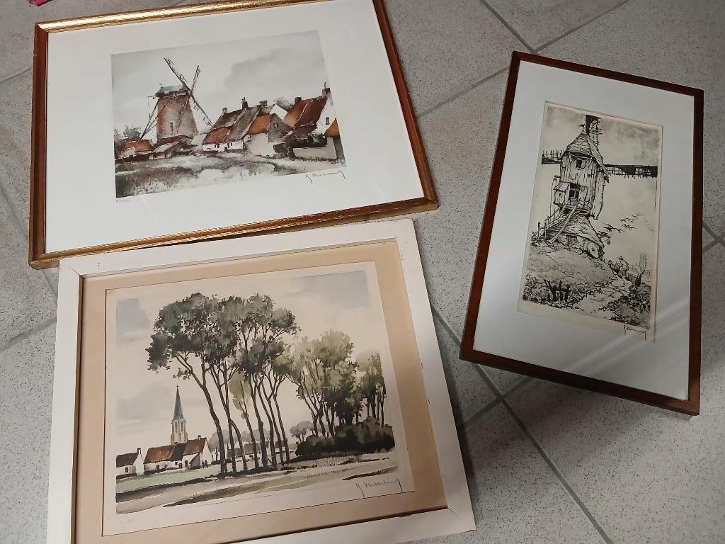 3 etsen Roger Hebbelinck, Ophalen of Verzenden