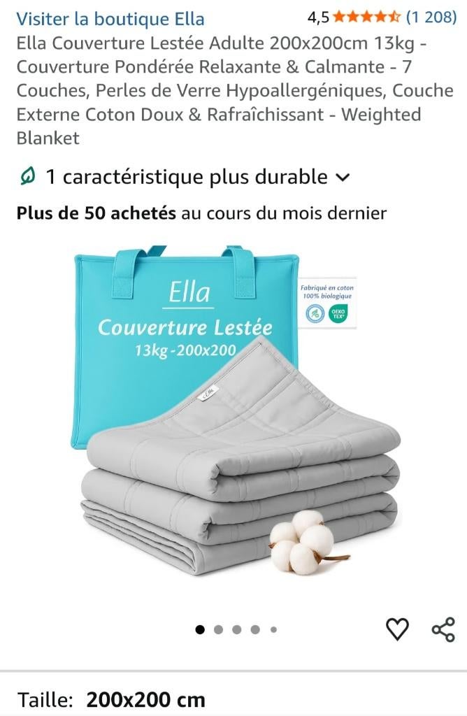 Couverture lestée 200x200 cm, Maison & Meubles, Chambre à coucher | Linge de lit, Neuf, Couverture ou Couette, Deux personnes
