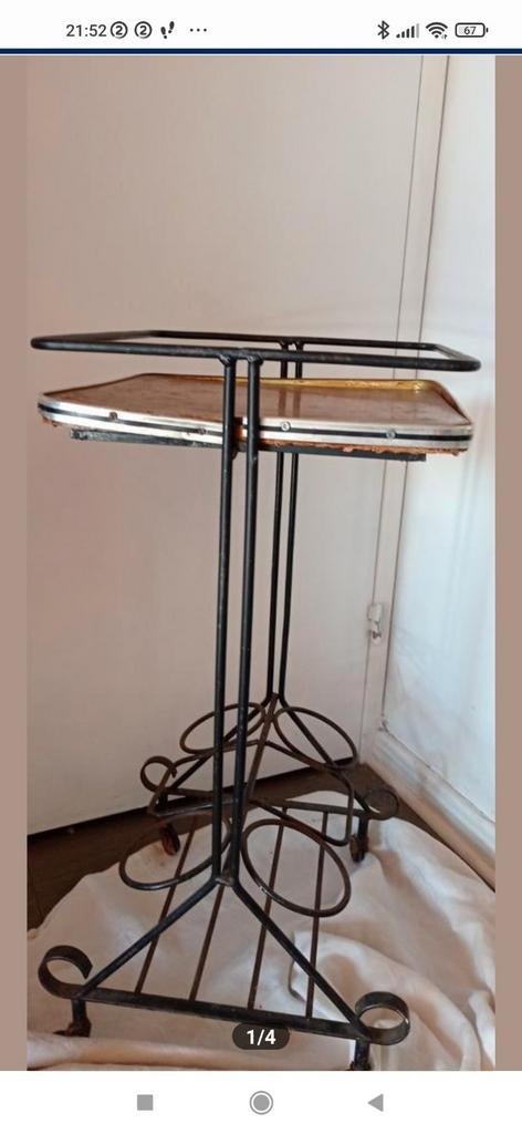 Table desserte   vintage métallique noire, Enlèvement, Comme neuf
