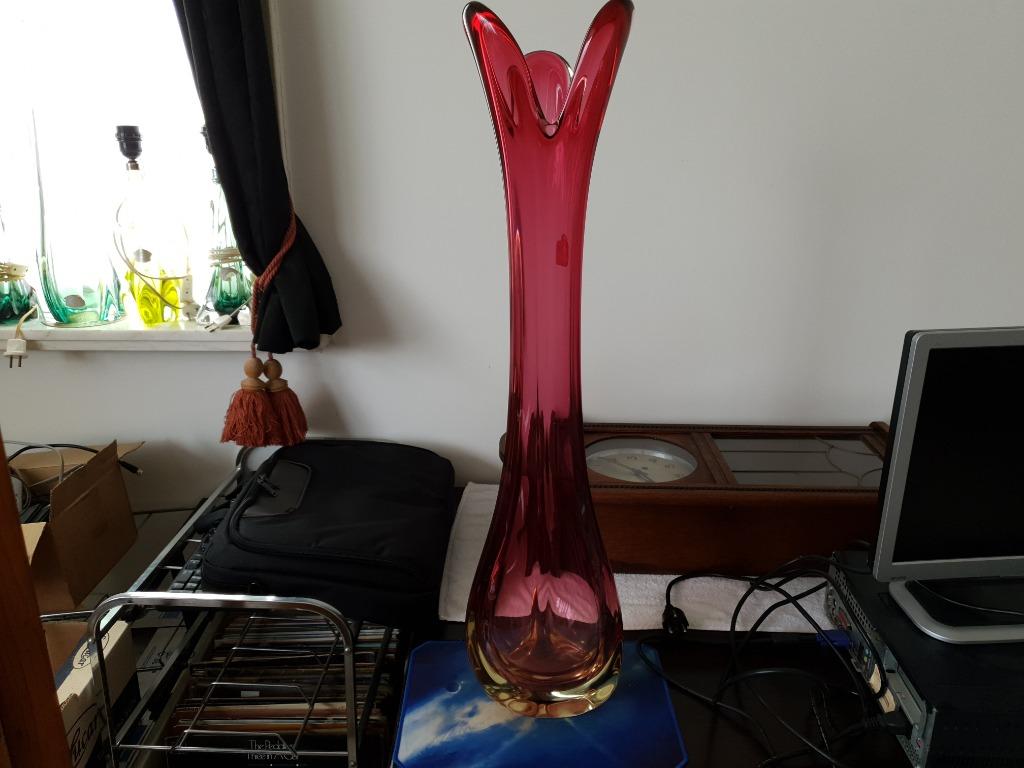 Unieke Chambord vaas Murano vaas van Fratelli Toso uit 1939, Ophalen, 75 cm of meer, Rood, Glas