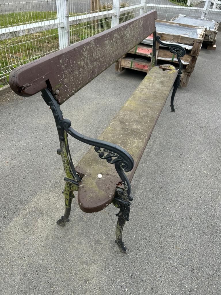 Oude tuinbank met gietijzeren poten, Tuin en Terras, Ophalen, Gebruikt, Metaal