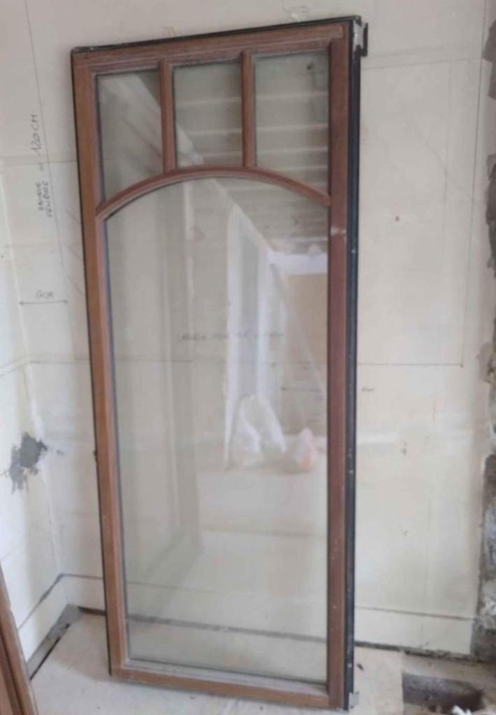 Porte double vitrage d'exterieur avec ébrasement, Bricolage & Construction, Vitres, Châssis & Fenêtres, Comme neuf, Fenêtre de façade ou Vitre