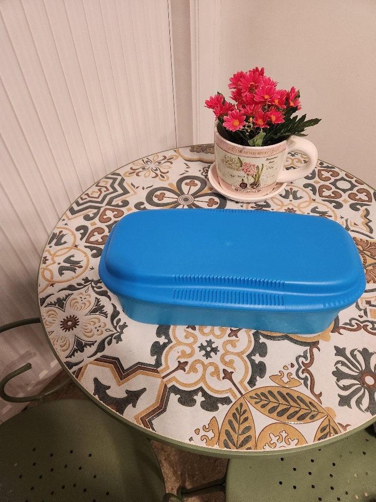 Tupperware pastakoker, Ophalen of Verzenden, Zo goed als nieuw, Blauw, Magnetronbestendig