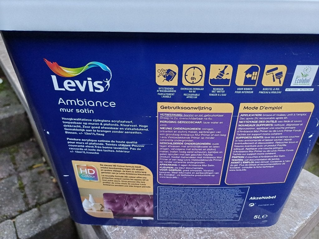 muurverf Levis voor binnen, Ophalen, 5 tot 10 liter, Wit, Nieuw