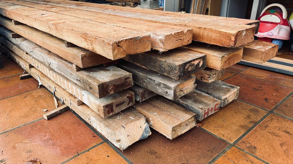 Poutres Oregon 230 mm x 75 mm - Prix par l/m, Jardin & Terrasse, Enlèvement, Utilisé, Poutres