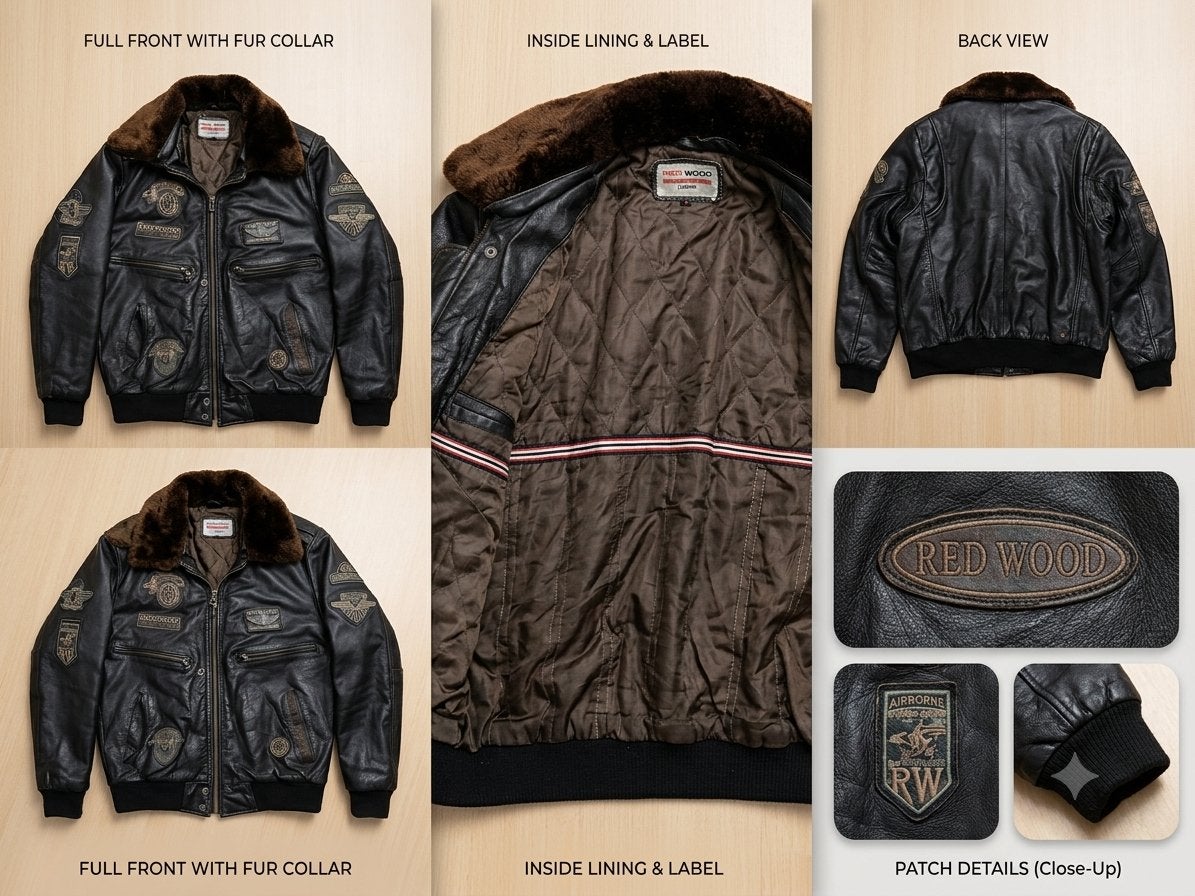 Veste en cuir authentique RED WOOD L, Enlèvement, Comme neuf, Noir