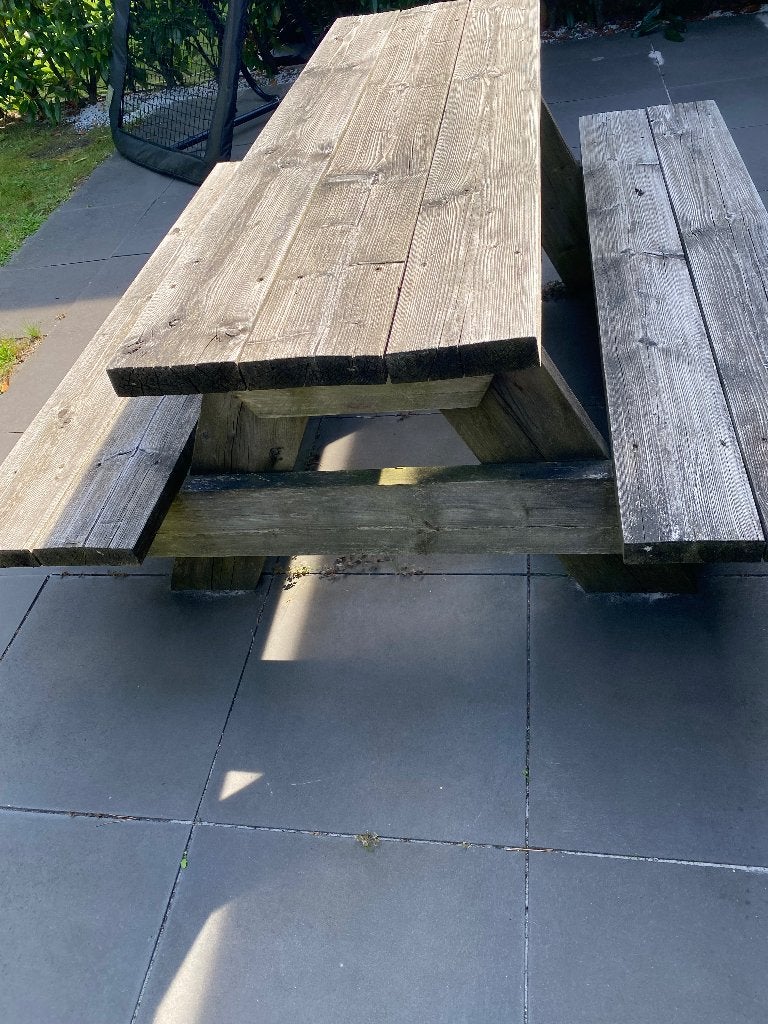 Picknick tafel groot, Tuin en Terras, Ophalen, Gebruikt, Rechthoekig, Hout