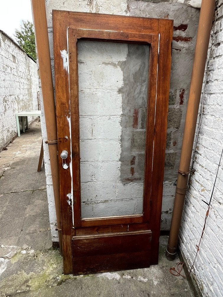 Porte en bois vitrée poussant gauche à donner, Bricolage & Construction, 75 à 150 cm, Enlèvement, Utilisé, Vitre comprise