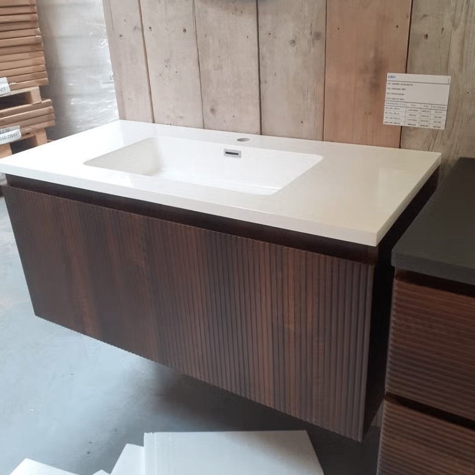 NIEUW! Badmeubel, walnoot, wastafel, modern, strak, Havi 100, Ophalen of Verzenden, Nieuw, Modern