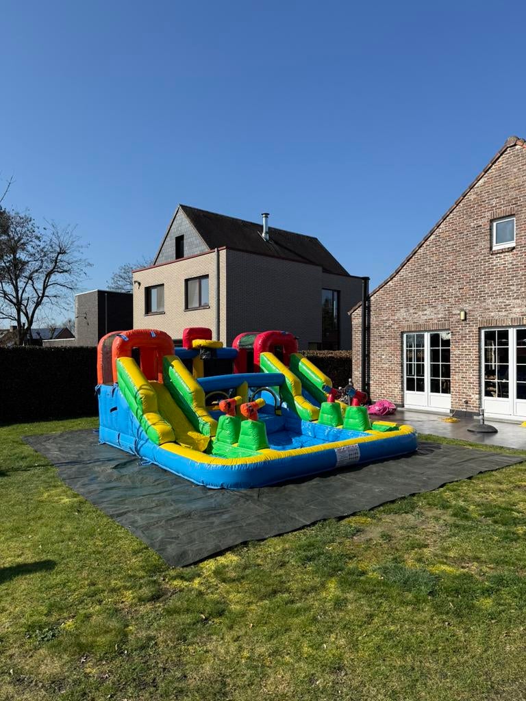 Springkasteel dubbele glijbaan te koop, Ophalen of Verzenden