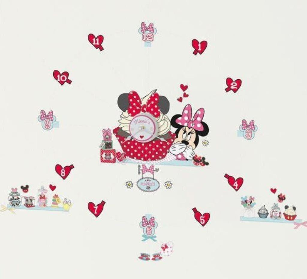 Minnie Mouse Disney Wandklok / Klok met Muurstickers - SALE, Ophalen of Verzenden, Nieuw, Klok