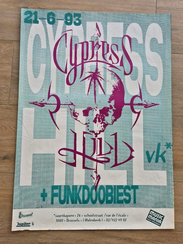 Affiche de concert Cypress Hill + Funkdoobiest 1993 UK, Enlèvement ou Envoi, Comme neuf, Musique