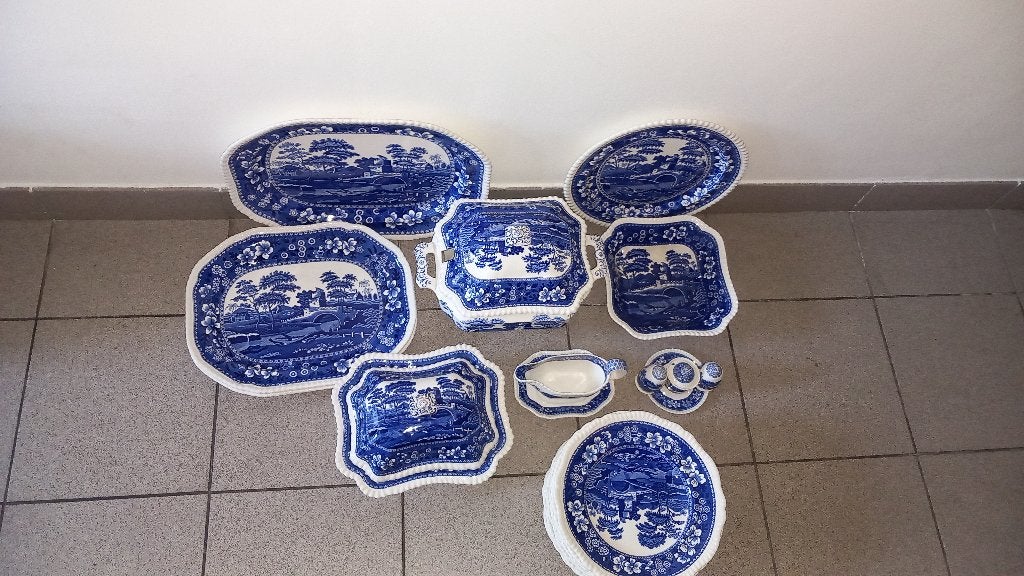 23-delig Spode Copeland “Tower” servies – blauw/wit, Ophalen of Verzenden