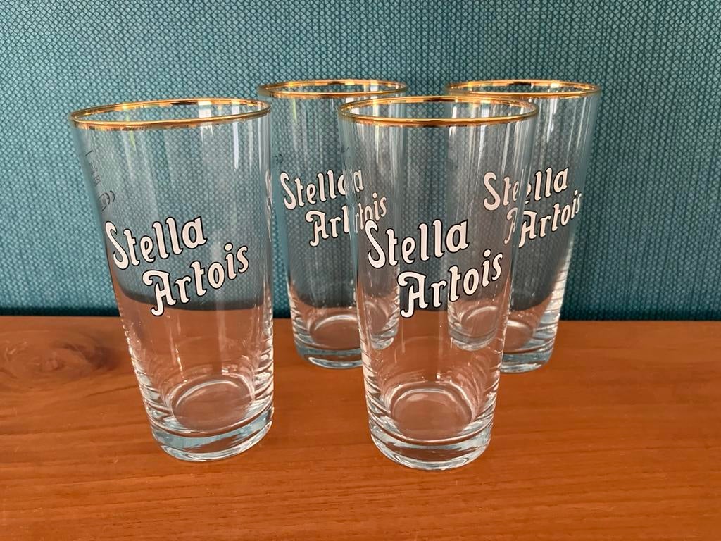 Set 4 Stella Artois boerkes- nieuwstaat, Verzamelen, Ophalen, Nieuw, Bierglas