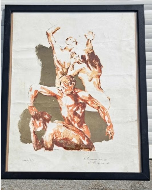 lithographie l homme eveille signe christian hocquet, Antiquités & Art, Enlèvement ou Envoi, Paysages, Lithographie