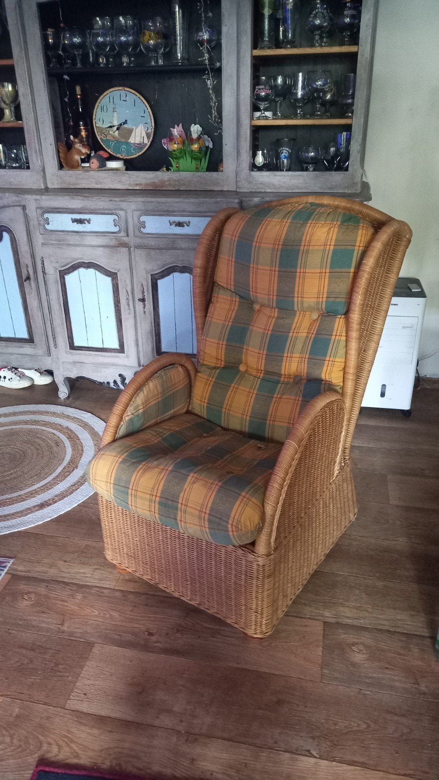 fauteuil osier avec coussin, Maison & Meubles, Enlèvement, Utilisé, Osier ou Rotin