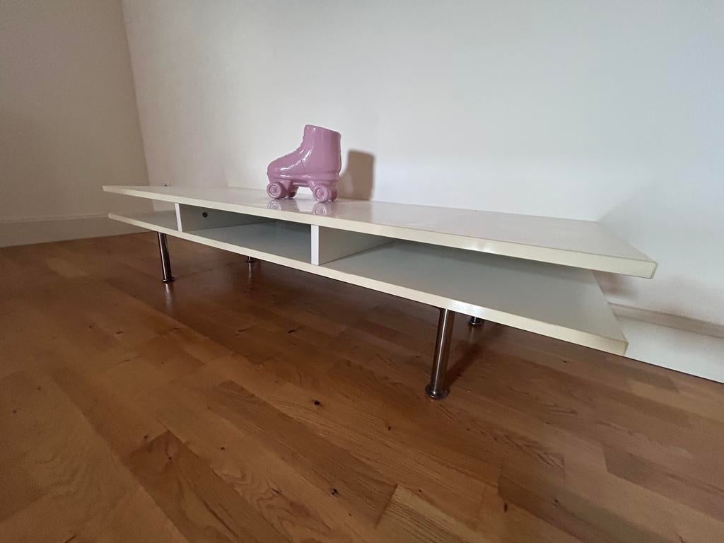 Meuble TV blanc laqué design – grand modèle, 25 à 50 cm, Moins de 100 cm, Comme neuf, 100 à 150 cm