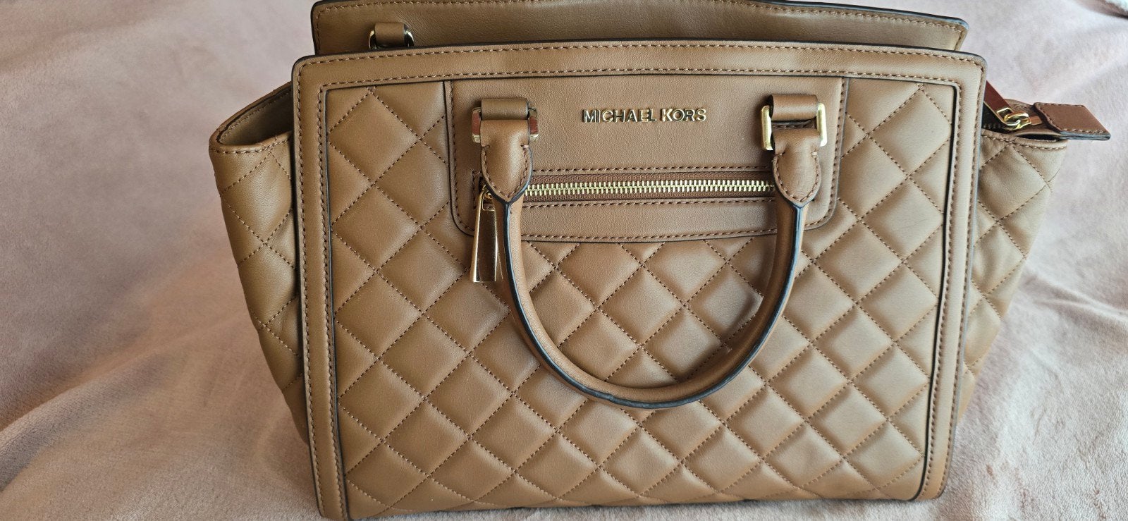 Michael Kors Bruine Leren Handtas, Handtassen en Accessoires, Tassen | Damestassen, Ophalen of Verzenden, Bruin, Handtas