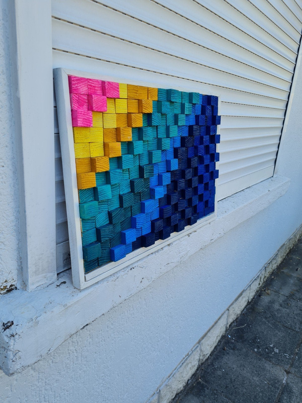 Mooi pixelbord gemaakt van hout, Antiek en Kunst, Antiek | Woonaccessoires, Ophalen of Verzenden
