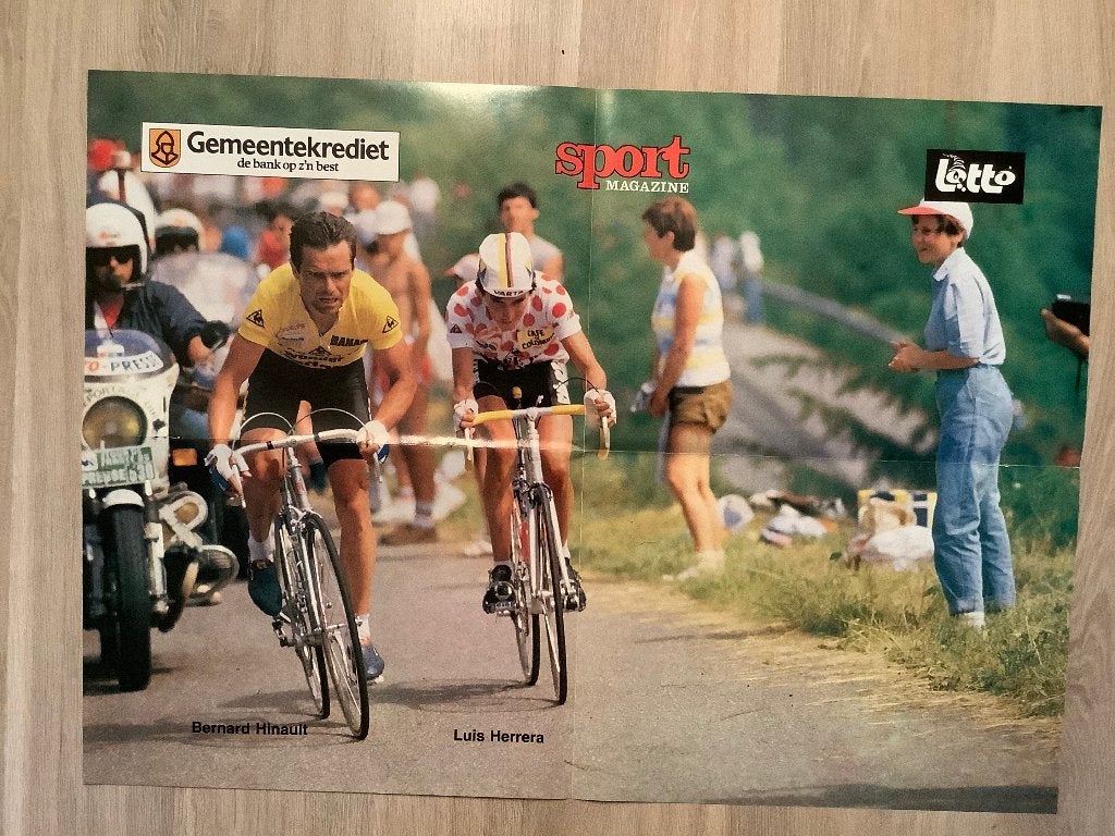 Poster Wielrennen Bernard Hinault, Ophalen of Verzenden, Zo goed als nieuw, Poster, Plaatje of Sticker