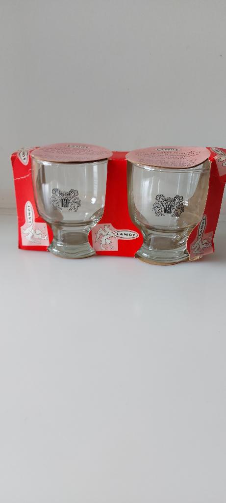 Lamot 2 oude verzamel glazen in originele verpakking, Enlèvement ou Envoi, Neuf, Verre ou Verres, Autres marques
