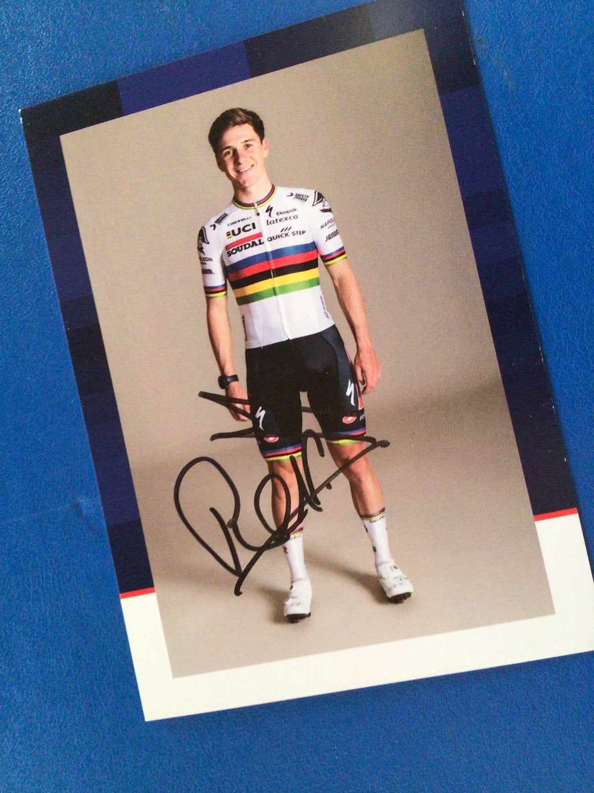 wielerkaart team quick step wk remco evenepoel signe, Envoi, Comme neuf