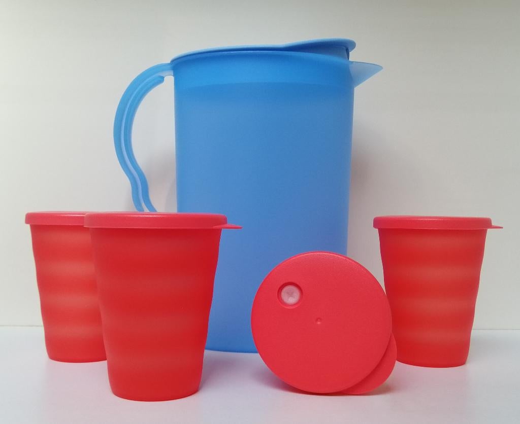 Tupperware « Pichet + Gobelets Classic2000 », Envoi, Neuf, Bleu, Récipient ou Bol