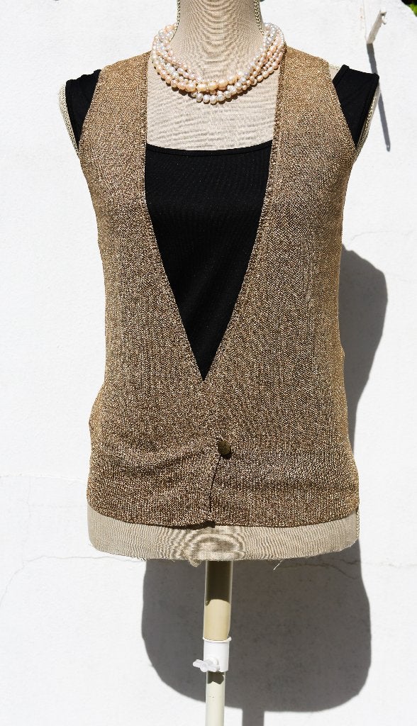 Mooi glanzend gouden vest - Maat S - Massimo Dutti, Kleding | Dames, Massimo Dutti, Ophalen of Verzenden, Zo goed als nieuw, Maat 36 (S)