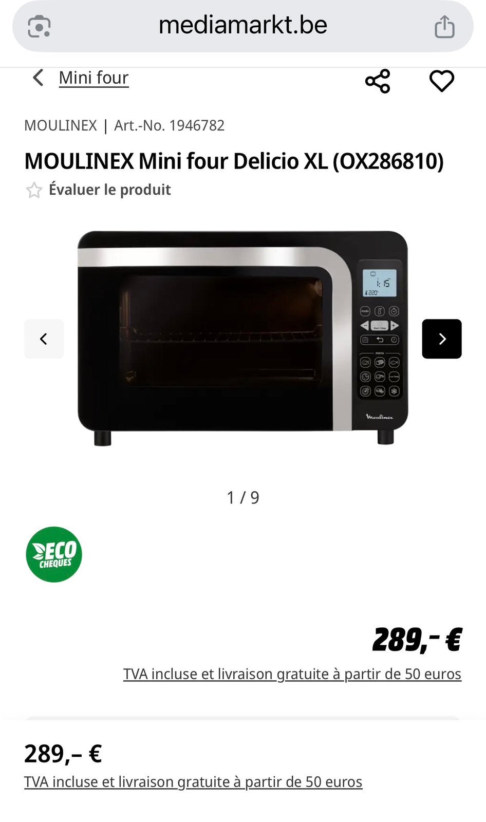 FOUR MOULINEX 39L MULTICOOKING 6 MODE EMBALLÉ NEUF, Neuf, Enlèvement, 45 à 60 cm, Moins de 45 cm
