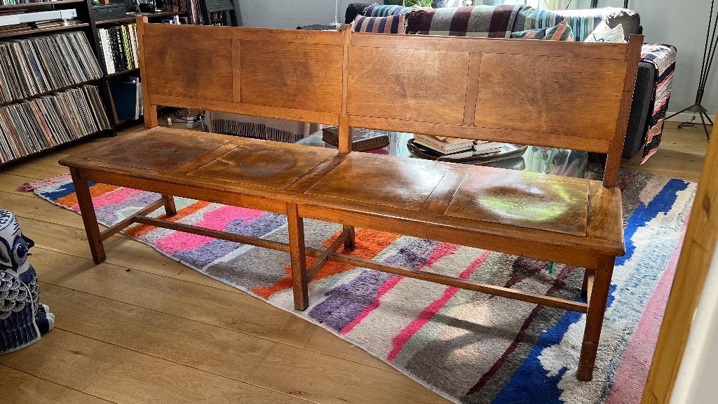 Finse houten café bank, midcentury, vintage, jaren 60, Ophalen